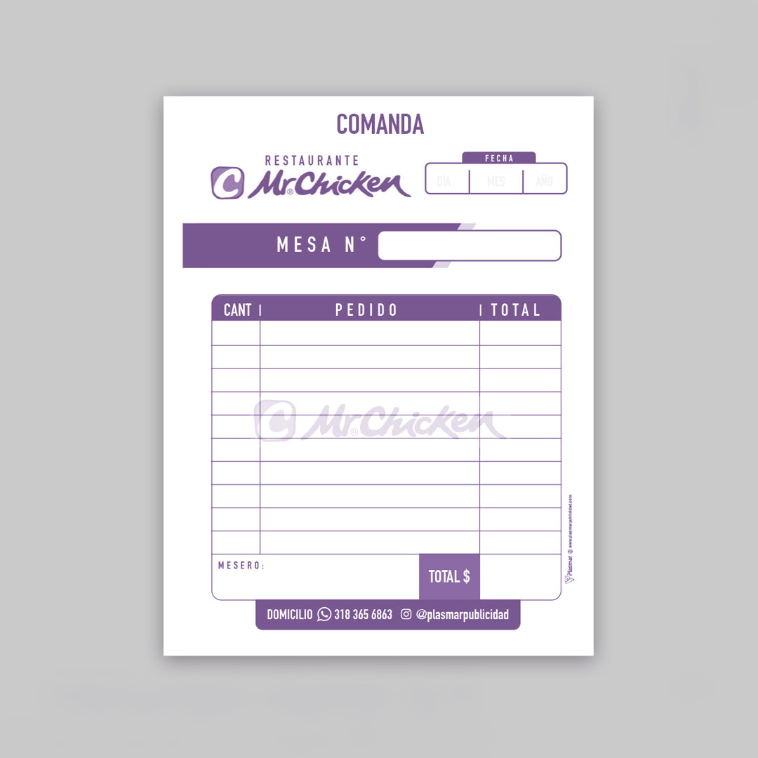 Comandas para restaurantes 🧾 Envíos gratis