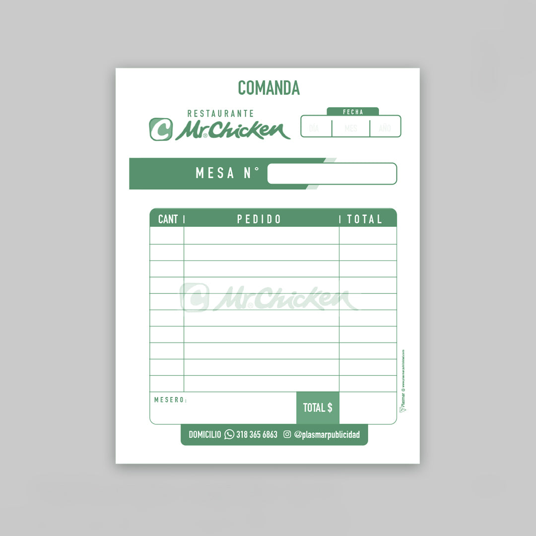 Comandas para restaurantes 🧾 Envíos gratis