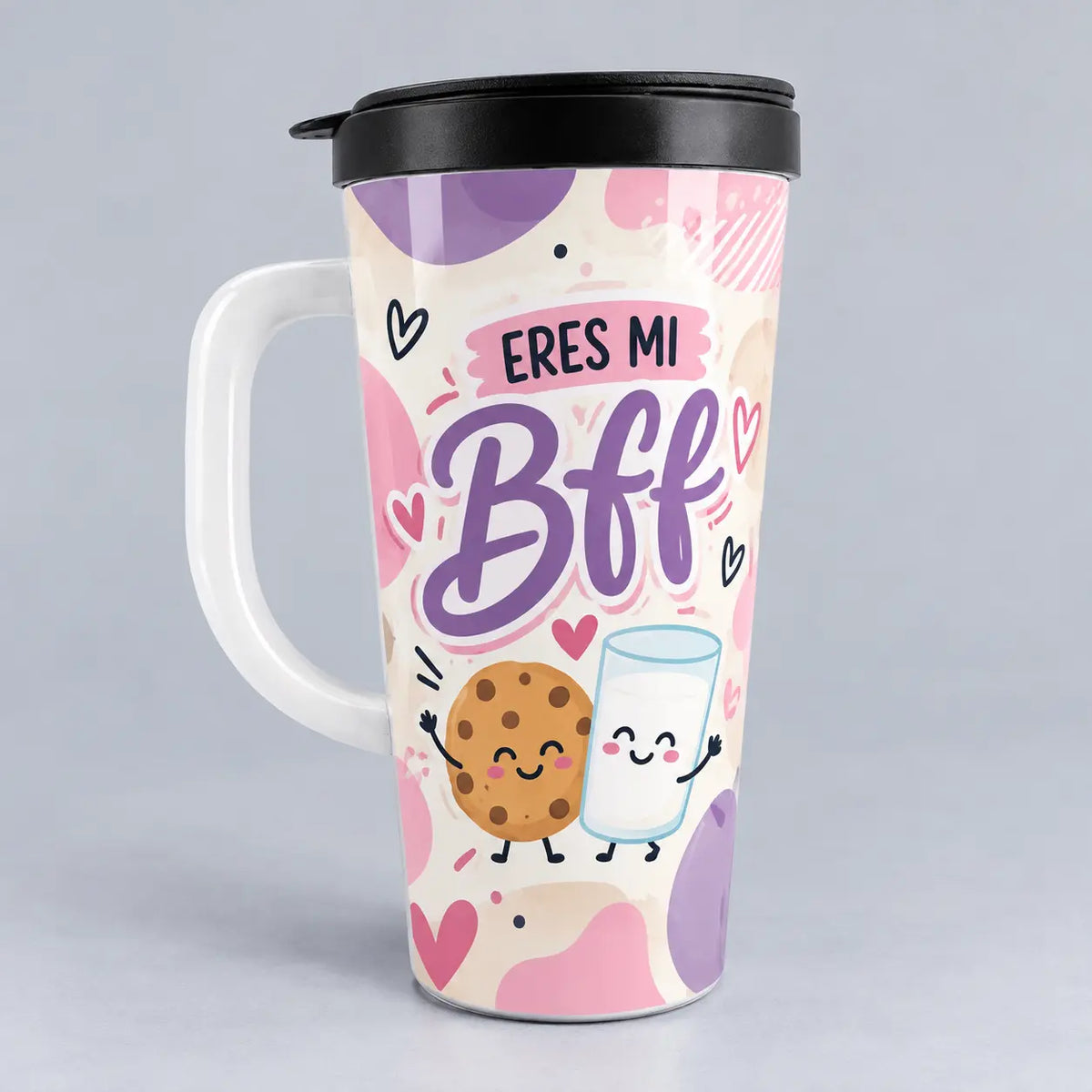 Mug viajero con etiqueta personalizada con logo o foto
