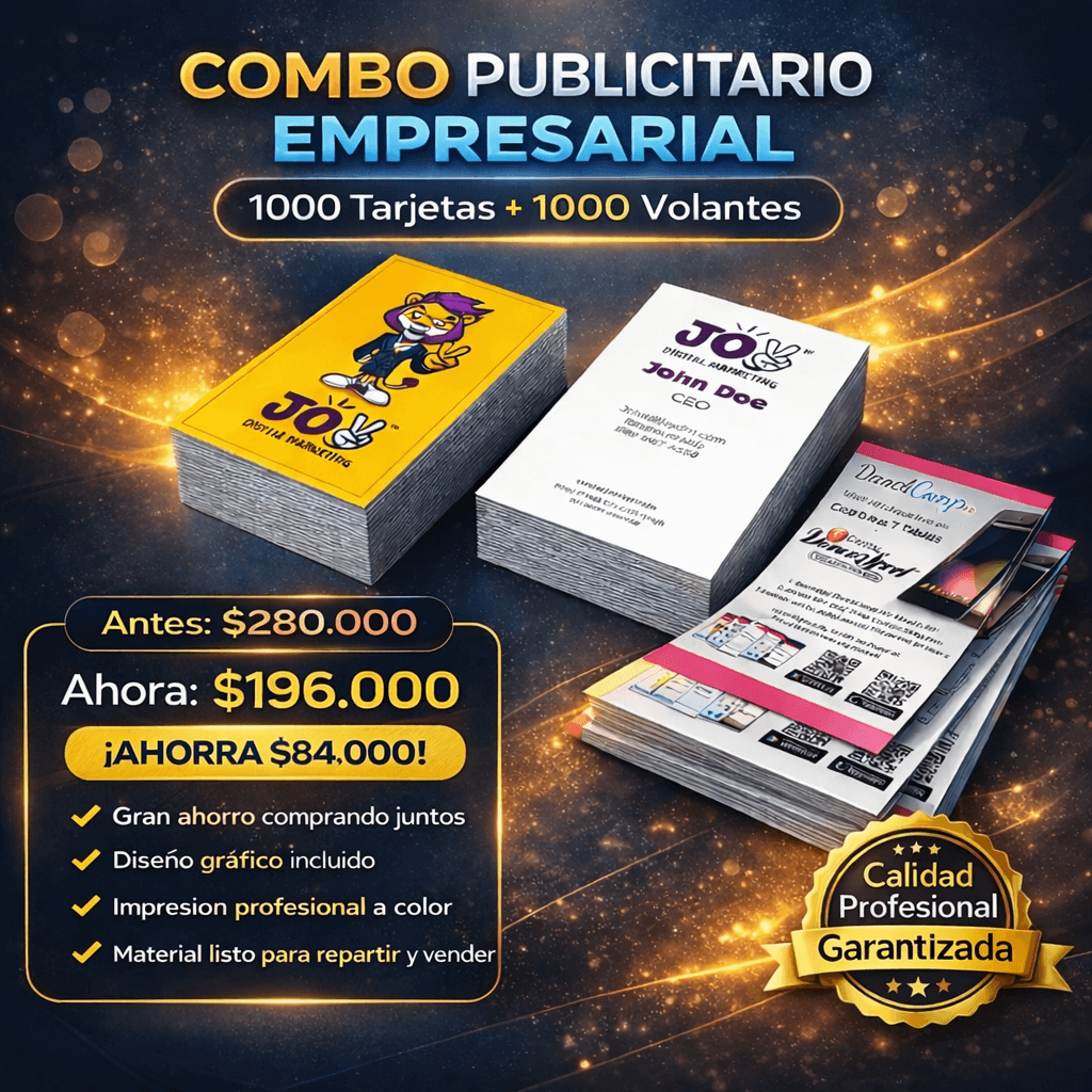 Combo Publicitario: 1000 Tarjetas + 1000 Volantes