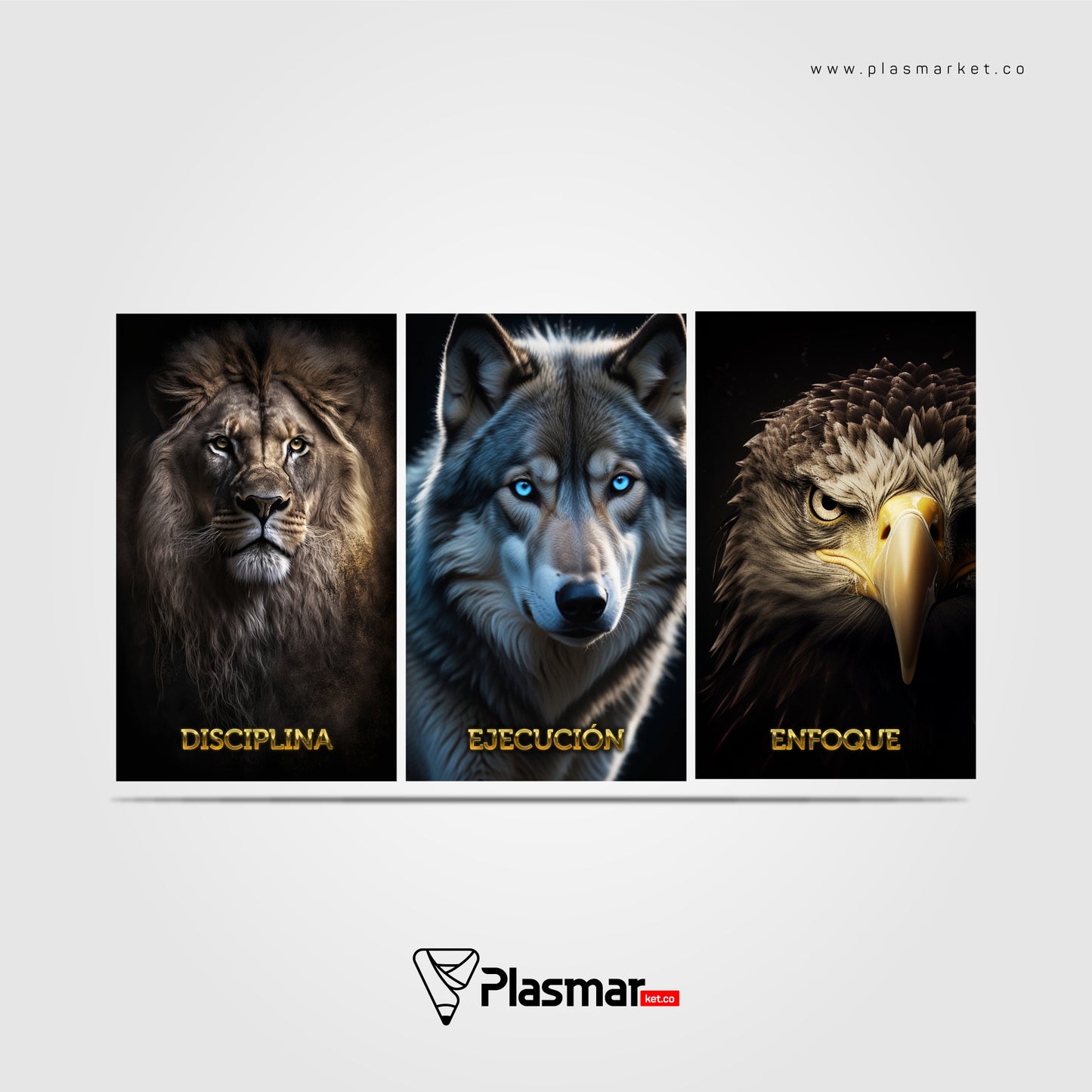Animal Power 3 Piezas | Cuadro decorativo