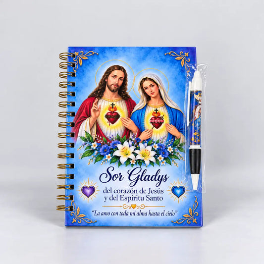 Agenda 2027 Sagrados Corazones de Jesús y María y lapicero de obsequio con el diseño de la agenda