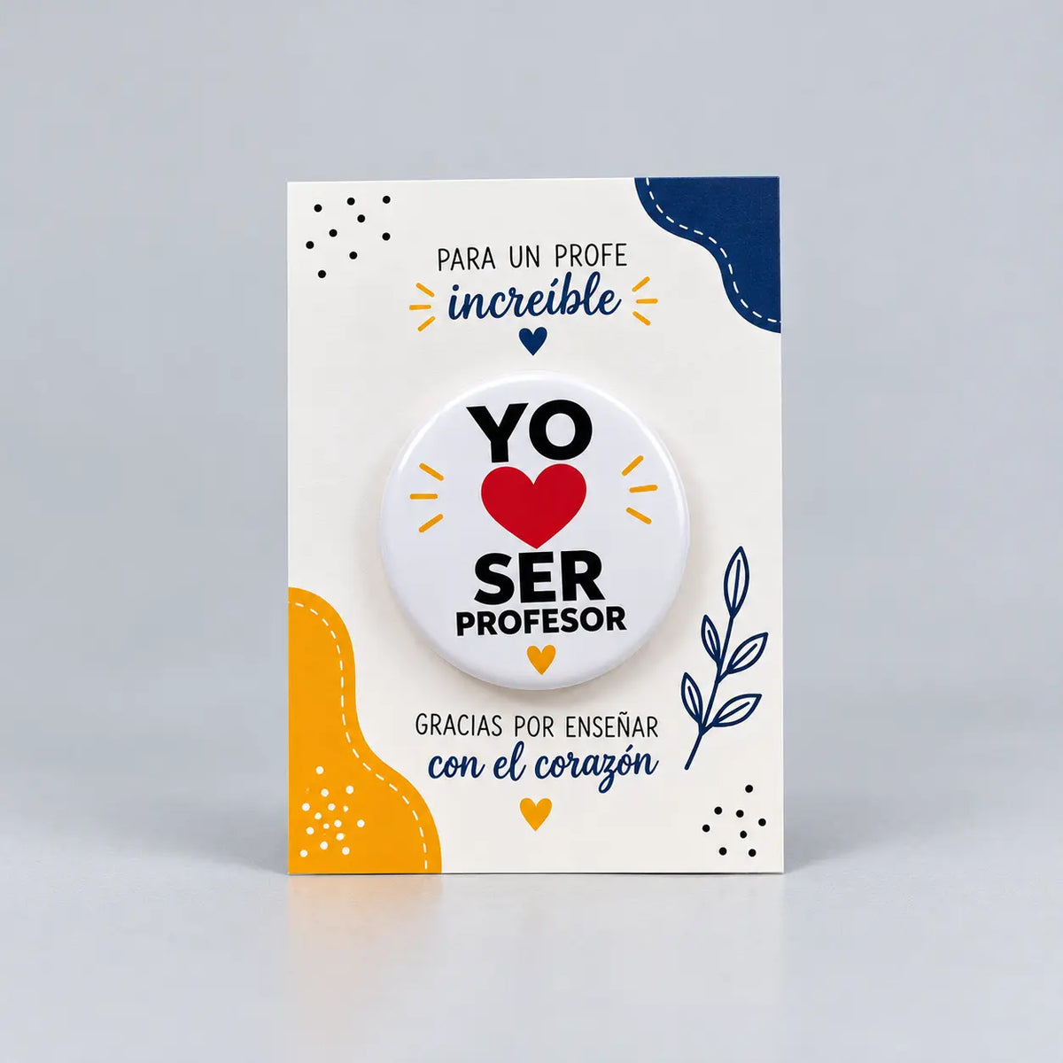 Pin Yo amo ser profesor, regalo para el Día del Maestro con tarjeta de dedicatoria