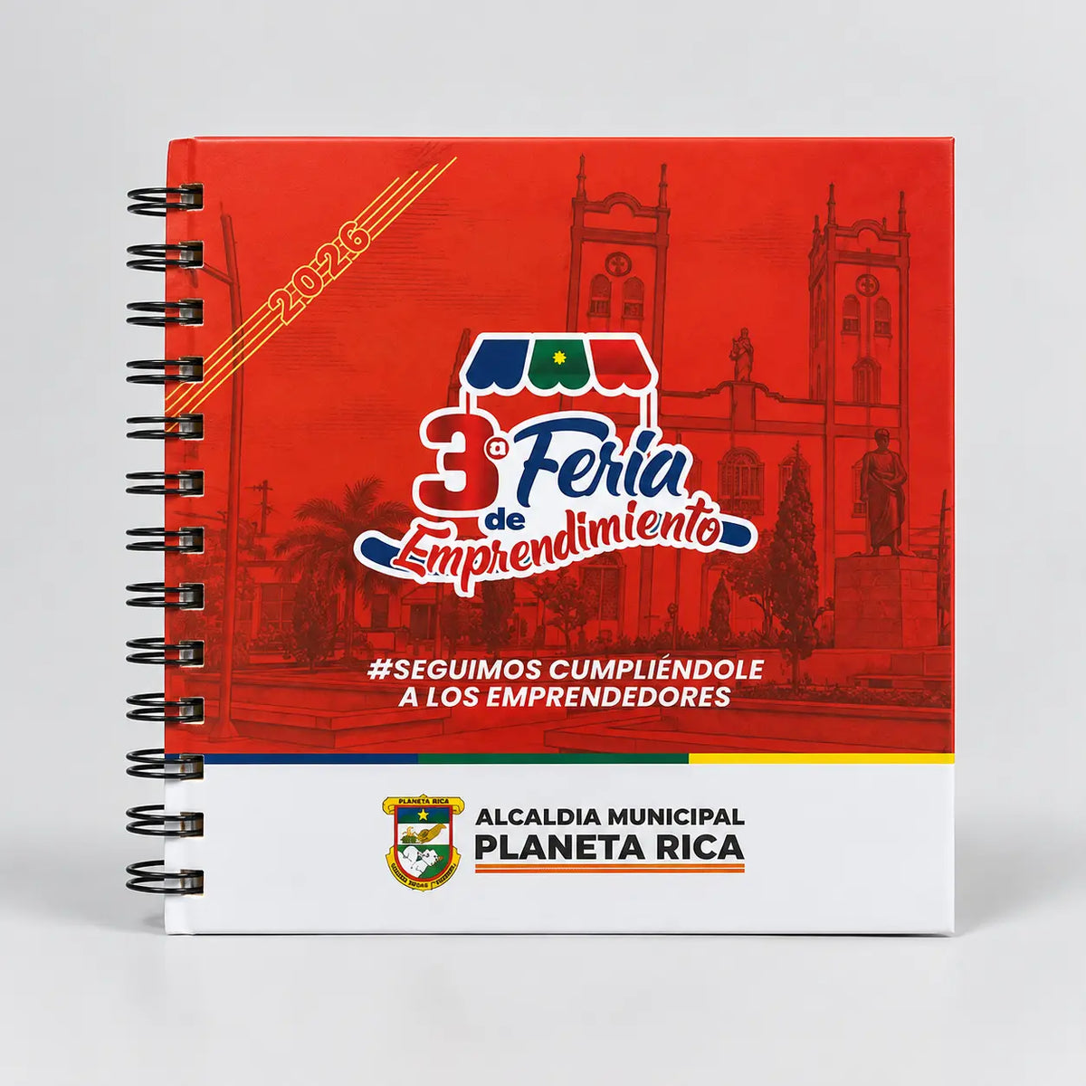 Agenda cuadrada de pasta dura anillada personalizada con la marca de la empresa