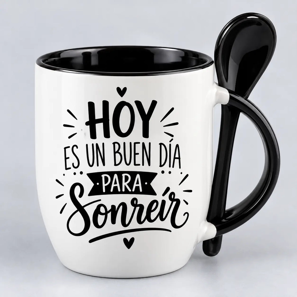 Mug cucharable personalizado con cuchara incluida y logo o foto