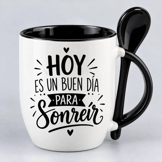 Mug cucharable personalizado con cuchara incluida y logo o foto